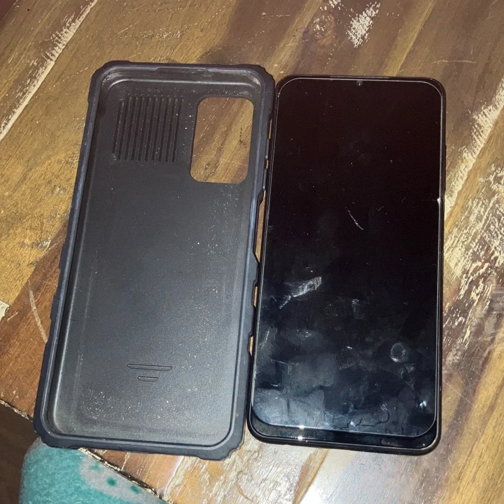 Samsung Smartphone with Black Rugged Case